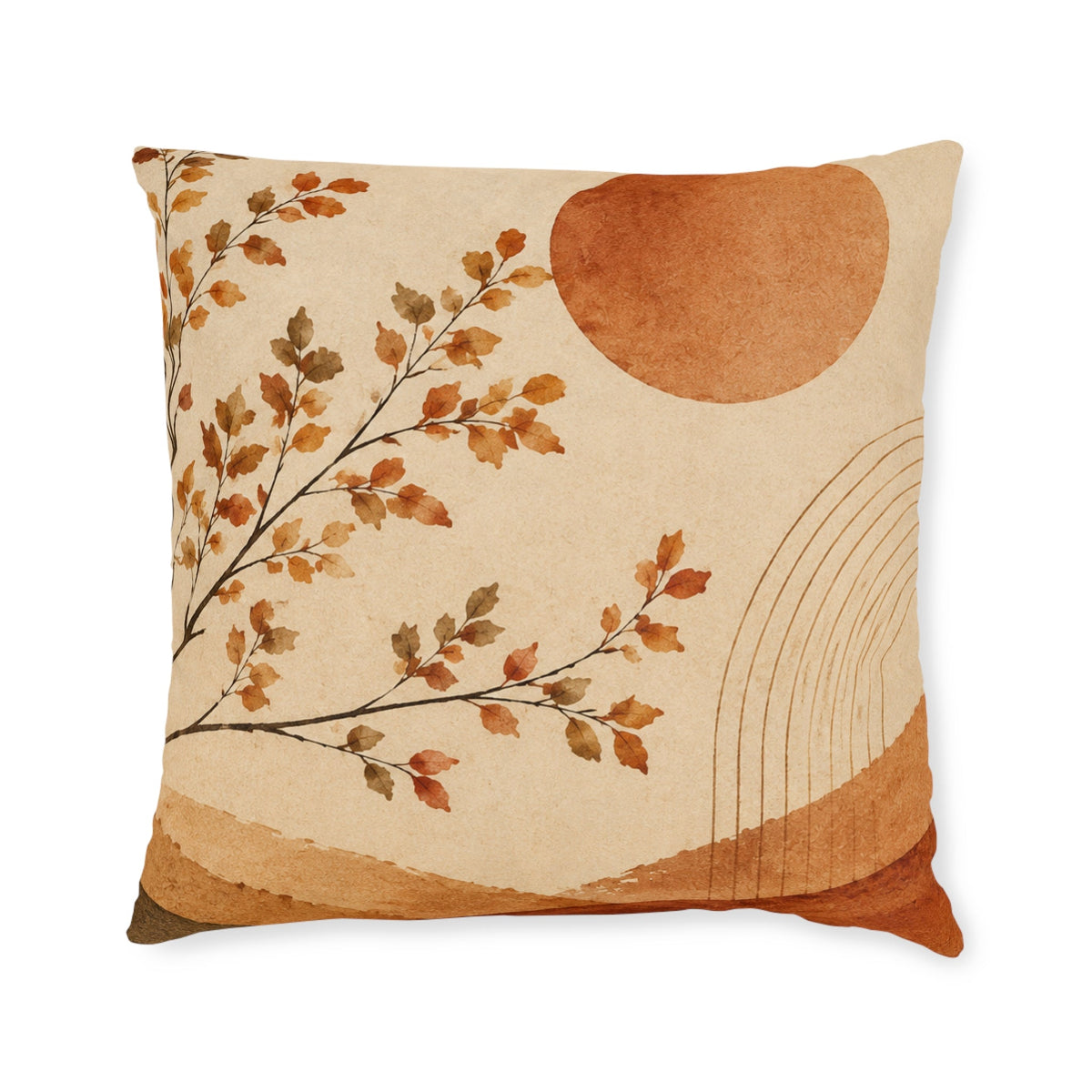 Autumn Breeze Decorative Pillow — Boho Earth Tone Floral Square Pillow - MairaDen