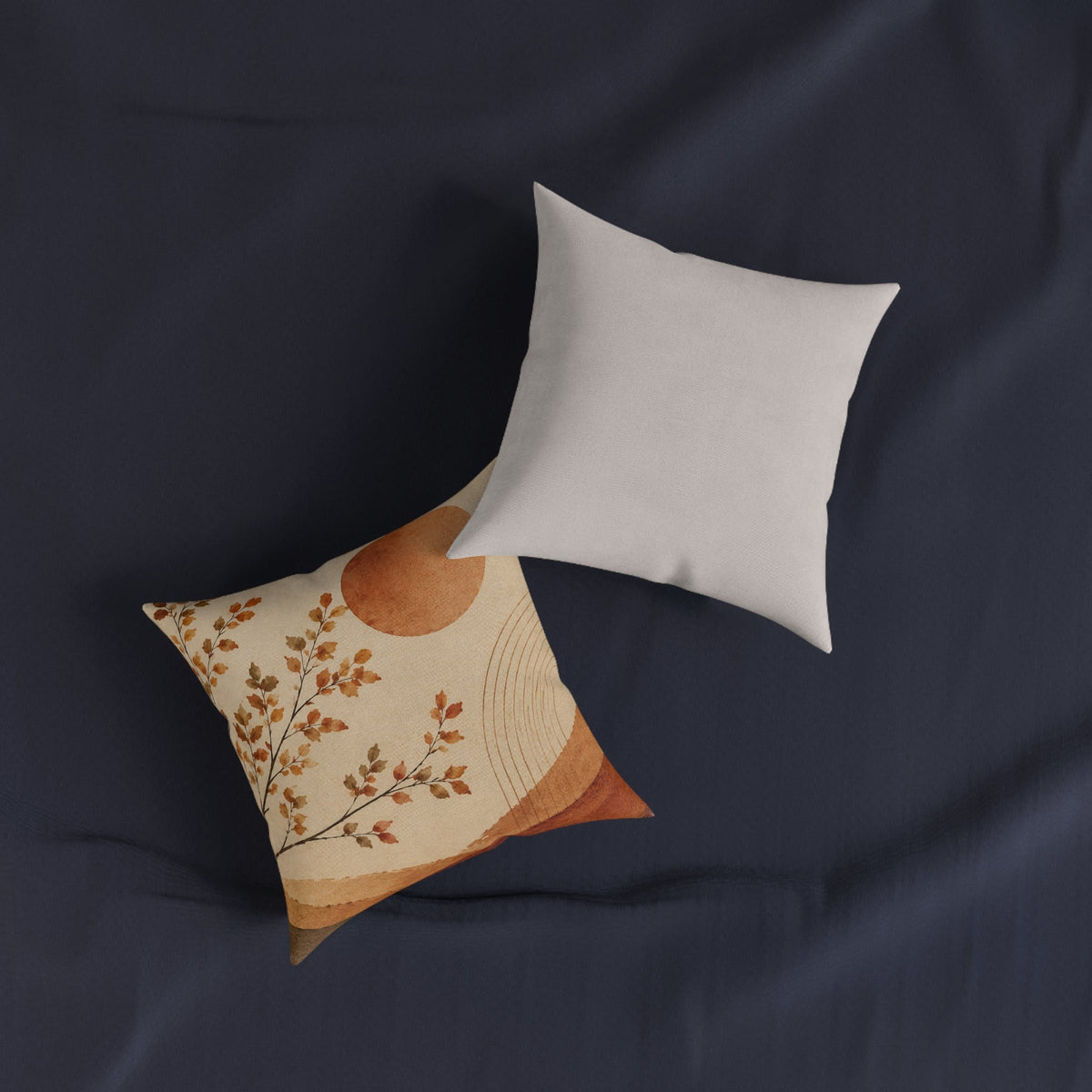 Autumn Breeze Decorative Pillow — Boho Earth Tone Floral Square Pillow - MairaDen
