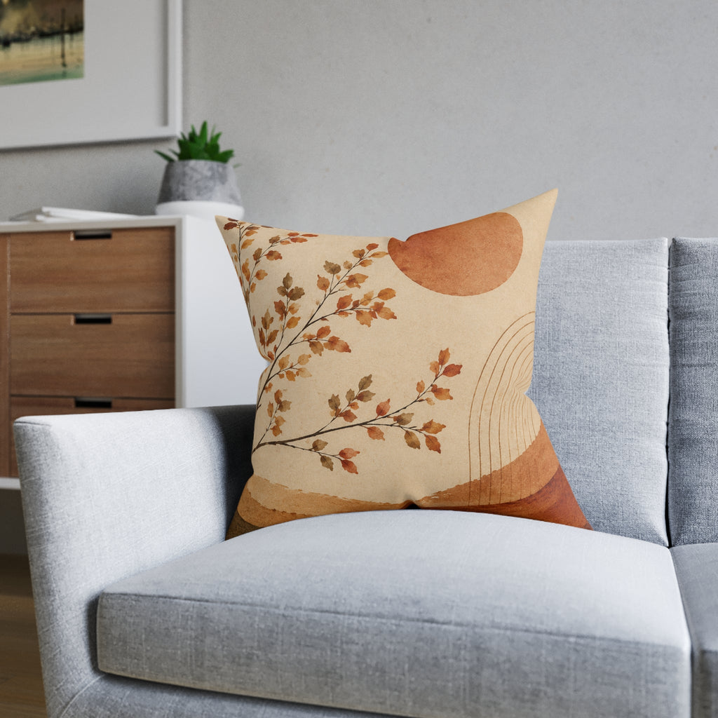 Autumn Breeze Decorative Pillow — Boho Earth Tone Floral Square Pillow - MairaDen