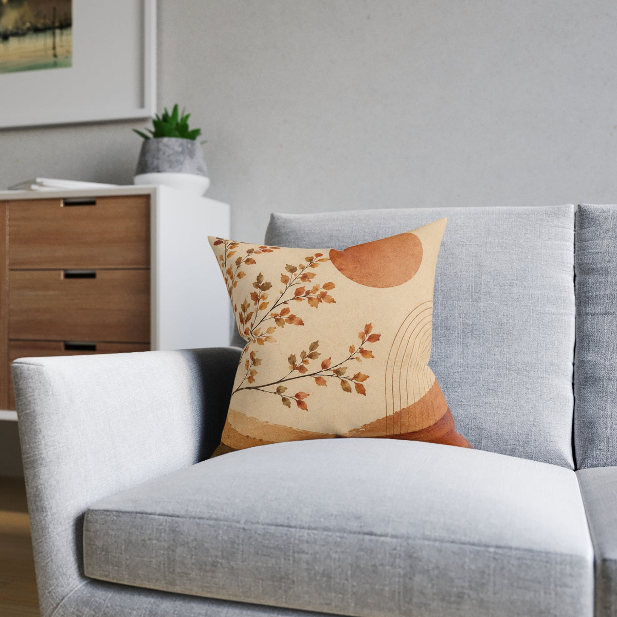 Autumn Breeze Decorative Pillow — Boho Earth Tone Floral Square Pillow - MairaDen