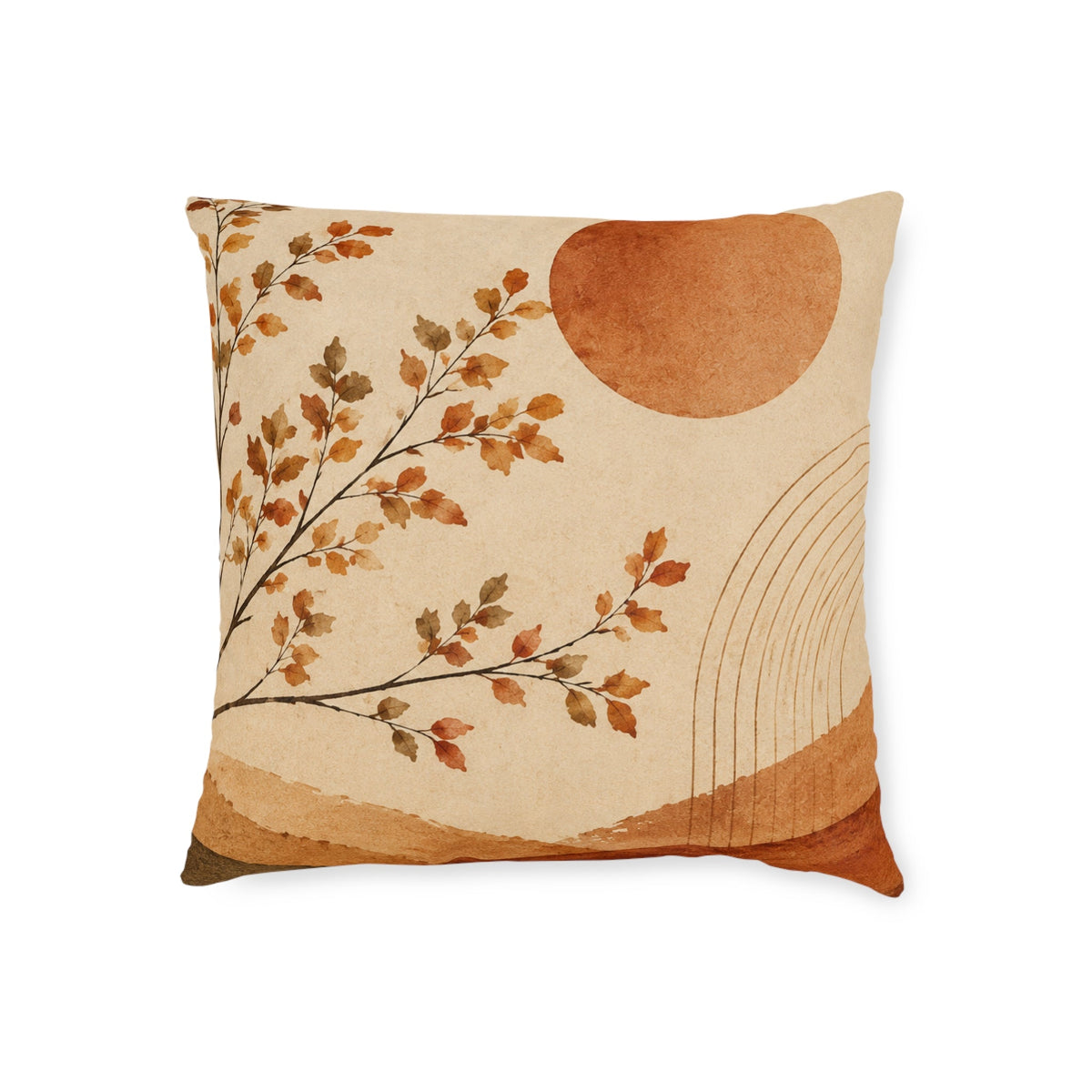 Autumn Breeze Decorative Pillow — Boho Earth Tone Floral Square Pillow - MairaDen