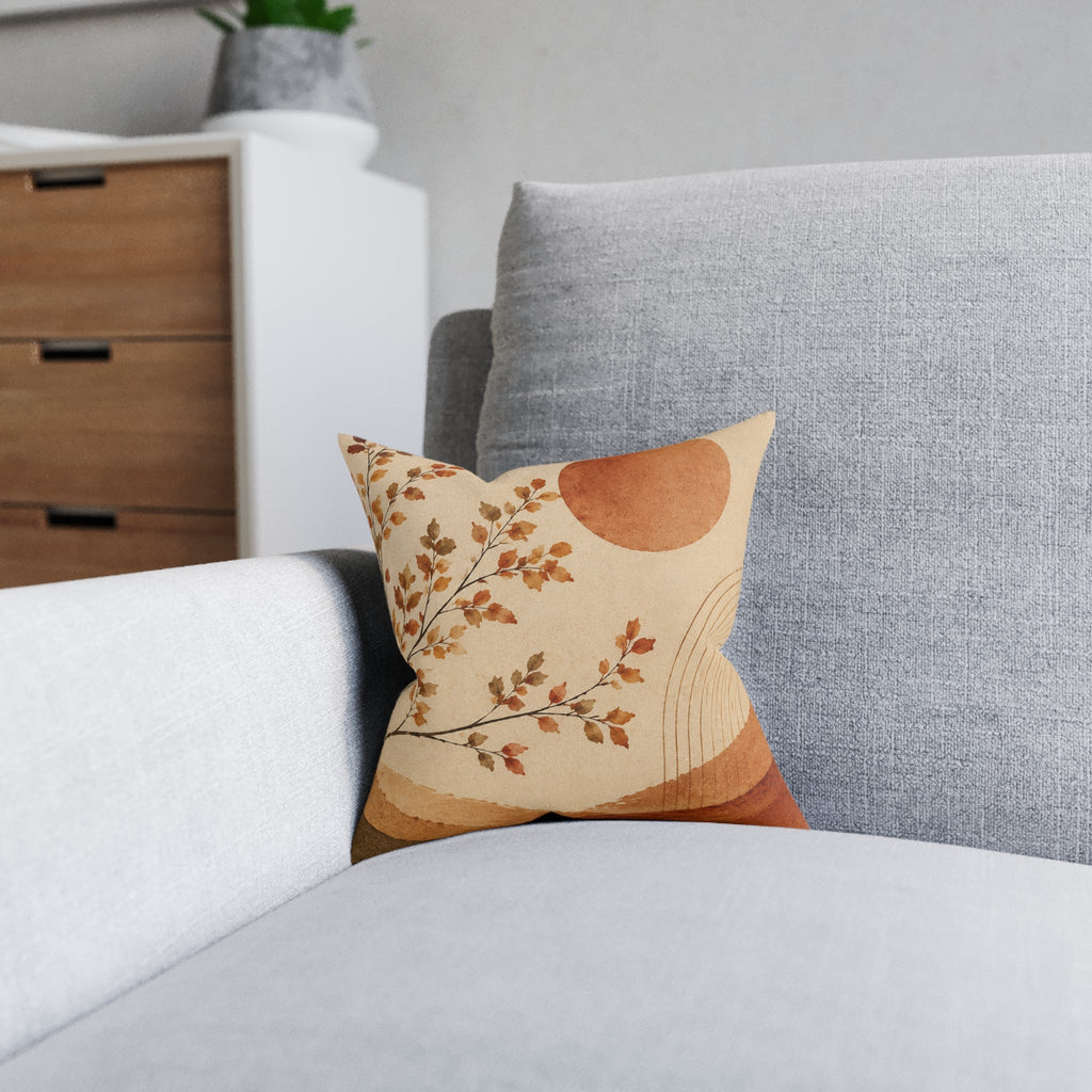 Autumn Breeze Decorative Pillow — Boho Earth Tone Floral Square Pillow - MairaDen