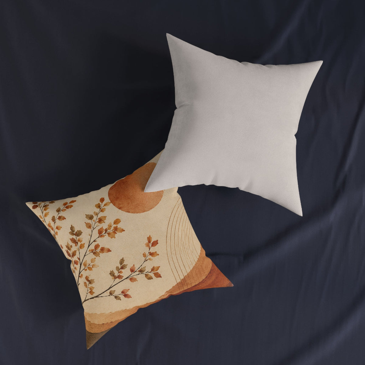 Autumn Breeze Decorative Pillow — Boho Earth Tone Floral Square Pillow - MairaDen