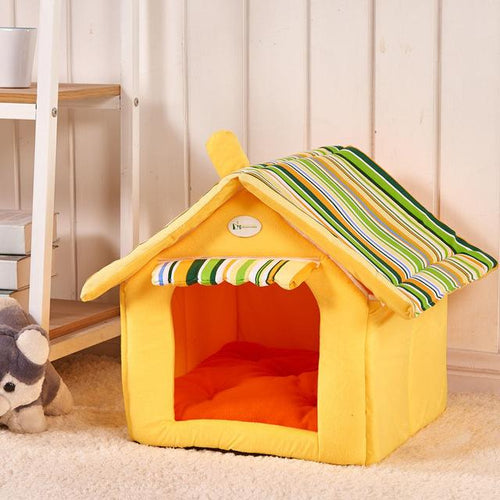 Foldable Dog & Cat House Bed – Removable Washable Cover - MairaDen