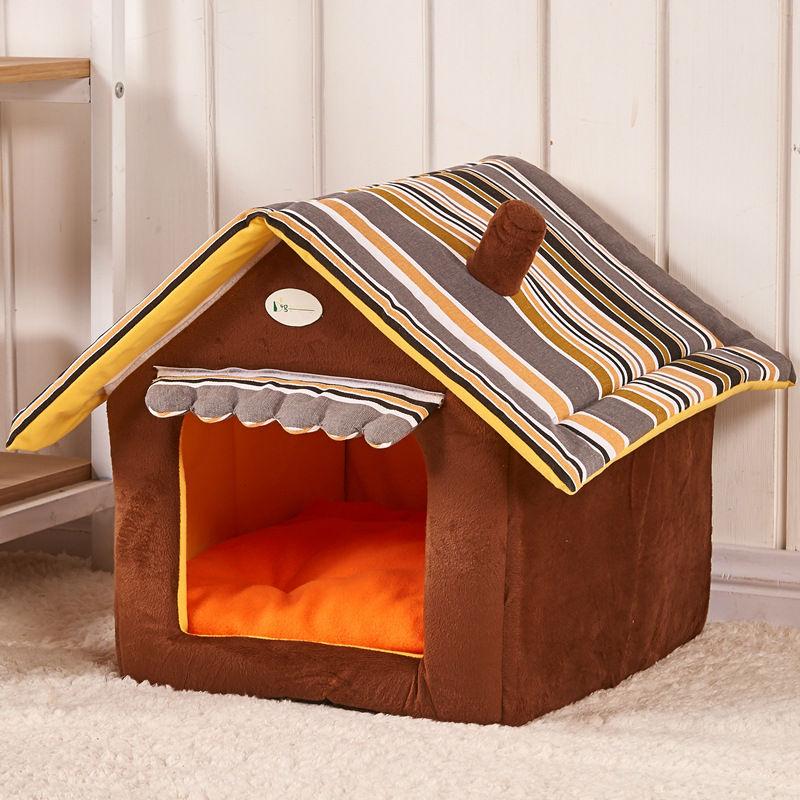 Foldable Dog & Cat House Bed – Removable Washable Cover - MairaDen