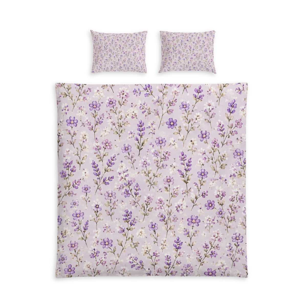 Lavender Blossom Cotton Bed Set — Floral Duvet Cover & Pillowcases - MairaDen