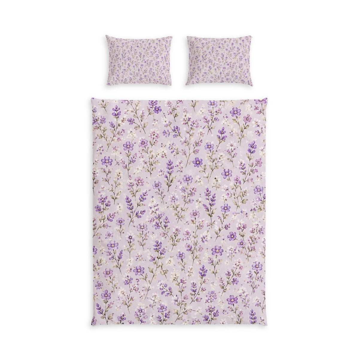 Lavender Blossom Cotton Bed Set — Floral Duvet Cover & Pillowcases - MairaDen