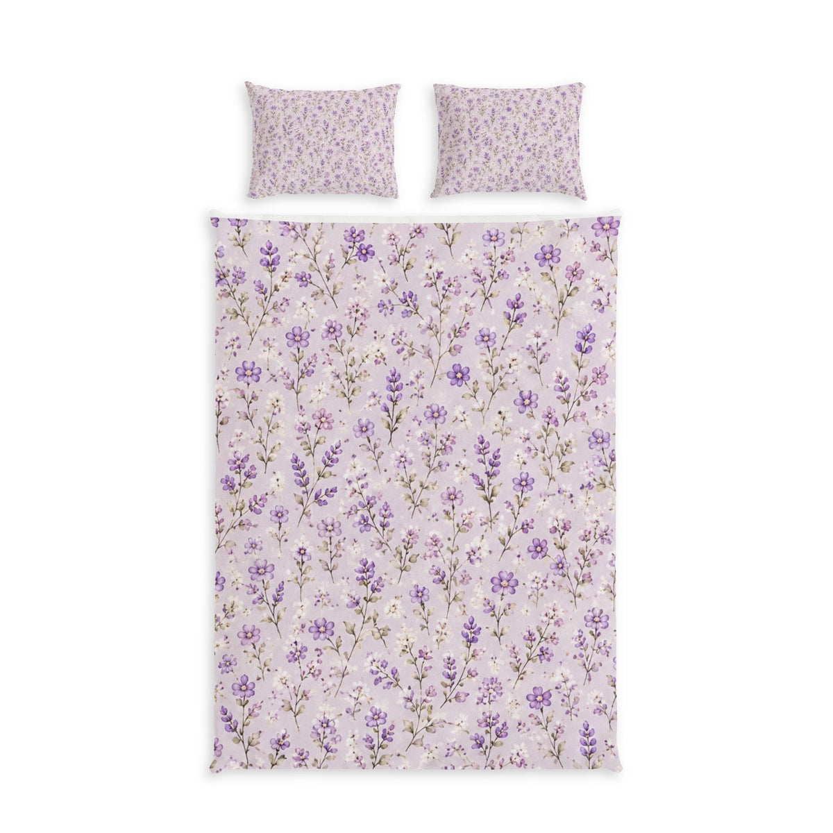 Lavender Blossom Cotton Bed Set — Floral Duvet Cover & Pillowcases - MairaDen